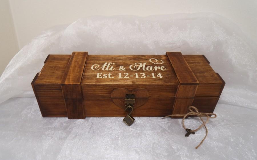 Wedding - Recently Featured on NBC Ch. 11 Personalized Rustic Wedding Wine Box, Wedding Wine Capsule, Rustic Wedding Wine Box Gift, Keepsake Wine Box