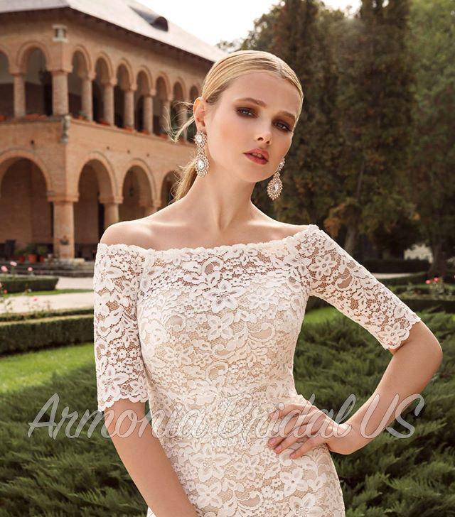 Hochzeit - Wedding Dress, Lace White /Off White Wedding dress, Sweep Train Wedding Dress, Bridal Gown, Elegant Lace Wedding Dress