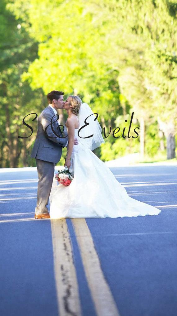 زفاف - 2-Tier WAIST Veil, blusher veil, wedding veils, bridal veils, ivory, hot pink diamond white, champagne color, classic veil, accessories