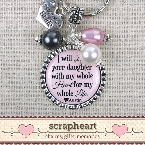 Wedding - PERSONALIZED Mother of the Bride Gift From Groom, I Will Love Your Daughter With My Whole Heart For My Whole Life Necklace, Color Choice
