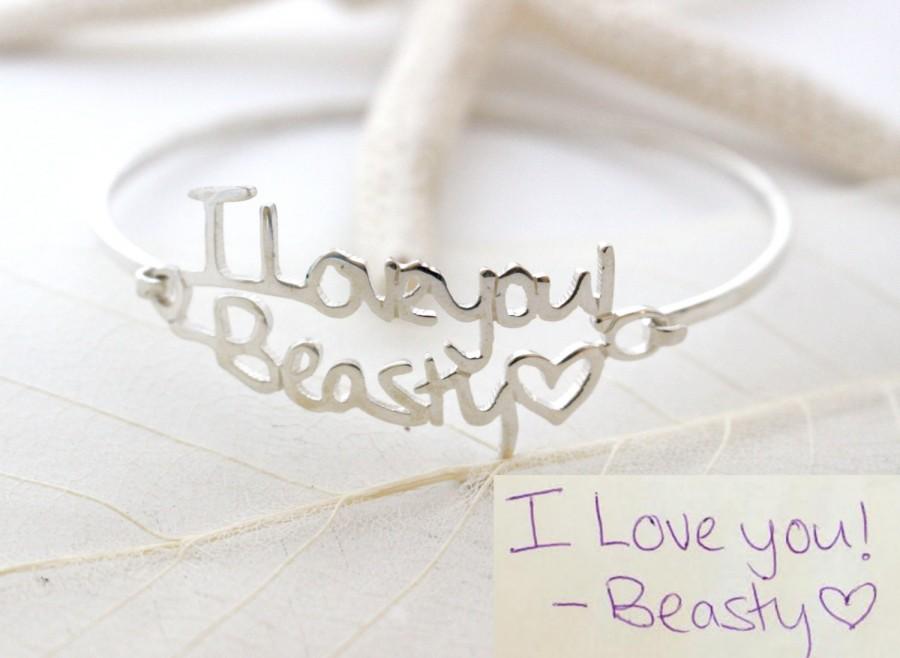 Hochzeit - 30% OFF! Handwriting Friendship Bangle/Personalized Handwriting Bangle in Sterling Silver/Signature Bangle/Bridesmaid Gift/Mother Gift