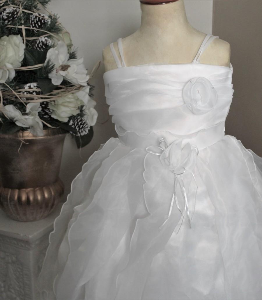 Mariage - White Flower Girl Dress- White Lace Flower Girl Dress- Couture Flower Girl Dress- Birthday Girls Dress