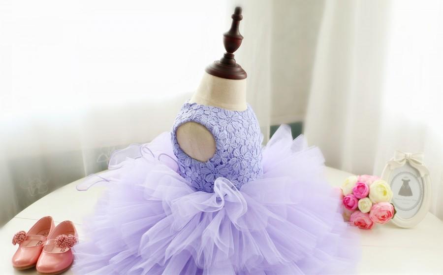 Wedding - Elegant Purple Pageant Dress, Baby Birthday Dress, Toddler Flower Girl Dress, Lavender Baby Tutu, Infant Flower Girl Dress, PD065-1