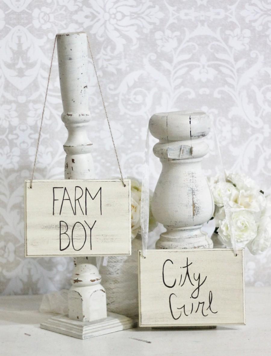 Hochzeit - Bride and Groom Chair Signs Rustic Western Barn Country (item P10607)