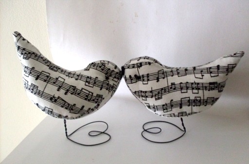 Mariage - Pr. of  Music Black and White Love Bird Cake Toppers LJO Collection  We ship Internationally