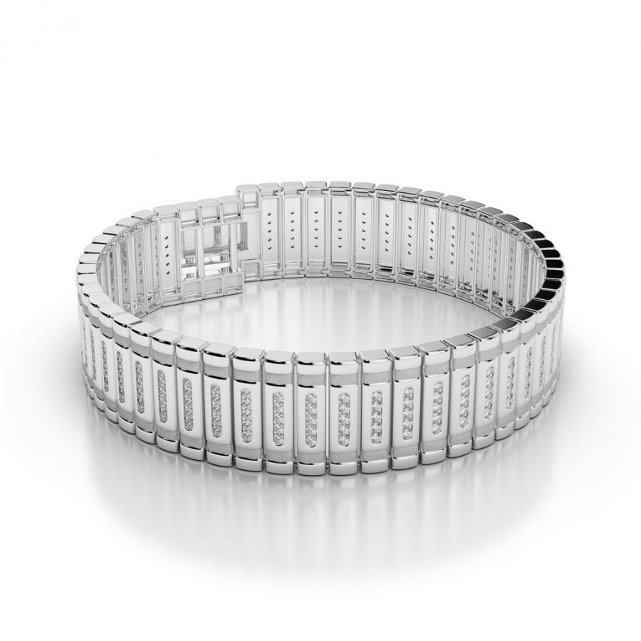 Mariage - 3 Carat Men's Diamond Bracelet 14k White Gold (3 ct), Diamond Bracelets for Men, Anniversary Wedding Gifts for Men, Jewelry, High End, Luxury, For Husband, Gift Ideas
