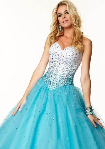 Свадьба - Pink Blue Sweetheart Sleeveless Beading Lace Up Tulle Floor Length Ball Gown
