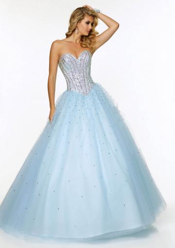 Wedding - Beading Sweetheart Blue White Red Sleeveless Lace Up Tulle Floor Length Ball Gown