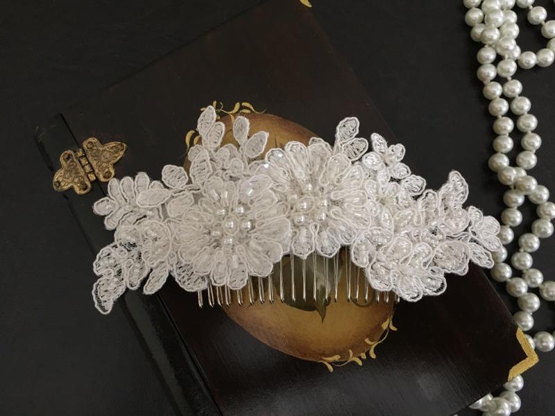 Свадьба - Bridal Hair Accessories, Wedding Head Piece, Ivory Beaded Lace, Pearl