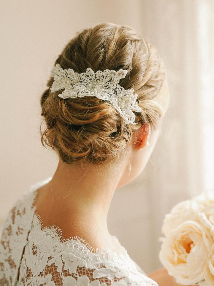 زفاف - Ivory lace bridal hairpin, wedding lace headpiece, floral lace hair pin, lace hair, bridal lace, gift for bride, gift for her - style 139