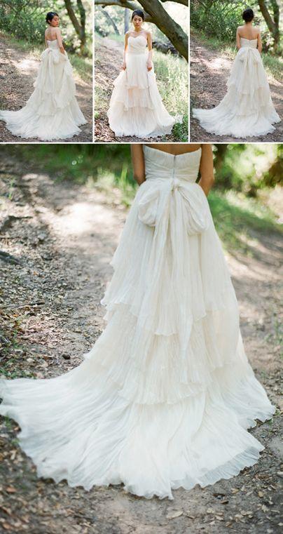 زفاف - H1526 Classic bohemian tiered chiffon wedding dresses