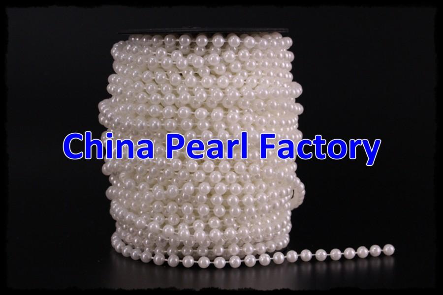 Mariage - 10Meter/Roll 6MM White Diy Craft 6mm Faux Fused Pearl Bead Garland String Chain Wedding DIY Decorations Garland