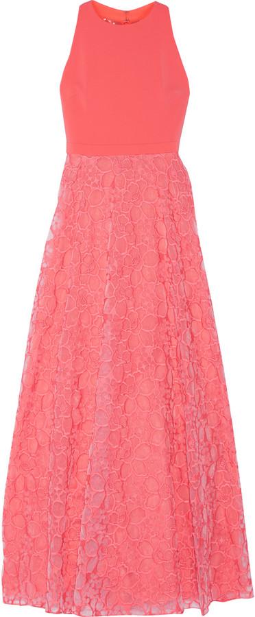 Wedding - Badgley Mischka Cady and embellished tulle-paneled embroidered organza gown