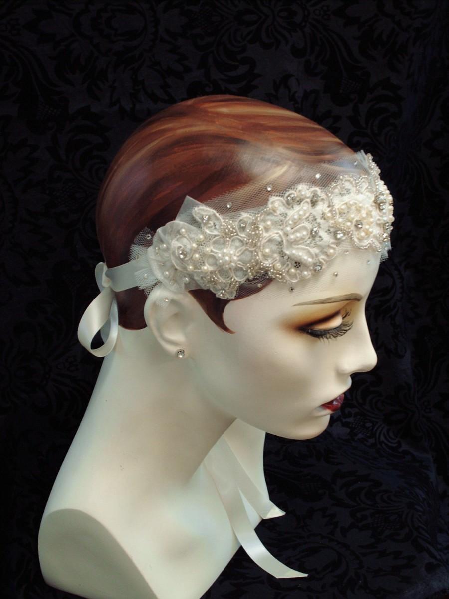 Mariage - 1920's Butterfly Bridal Headband, Beaded Flapper Headpiece, Bridal Headpiece, Bridal Headband, Bridal Accessories,