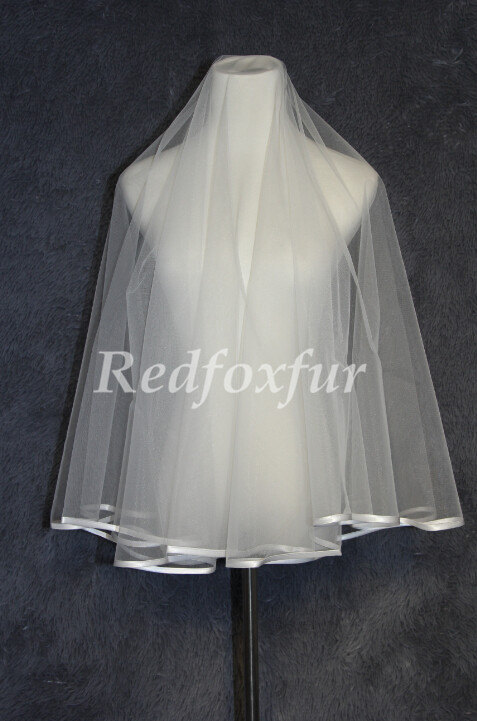 Wedding - Concealed tulle bridal veil Wedding veil Bridal Veil  Single Layer Ribbon Edge veil 