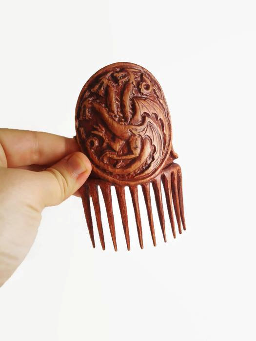 Wedding - House Targaryen hair comb wooden hair stick pin fork slide Game of Thrones hair accessories Wife Girlfriend Womens gift ideas for her sister