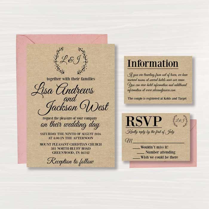Wedding - Printable Wedding Invitation - Rustic - Wedding Invitation - Digital   - (7)