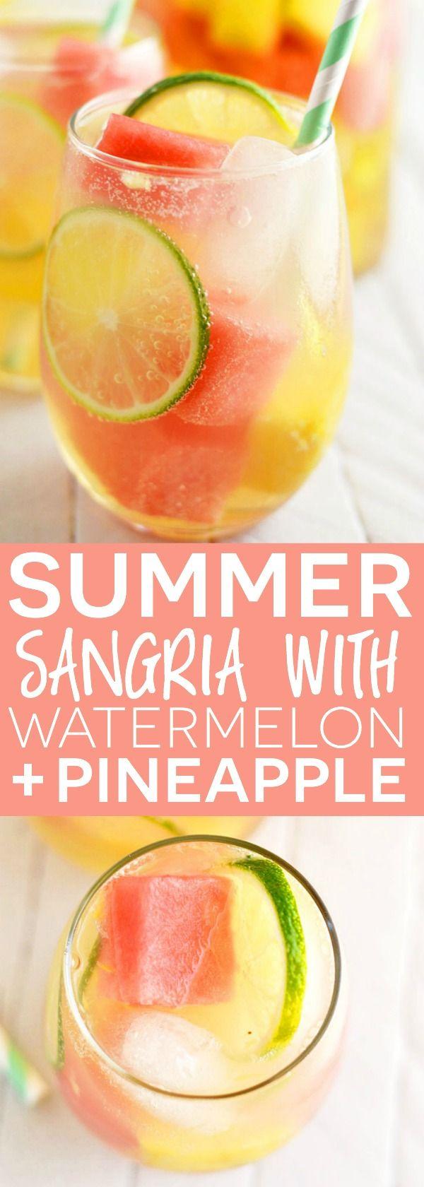 Hochzeit - Summer Sangria With Watermelon And Pineapple