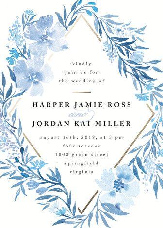 Hochzeit - "Poetic Blue" - Customizable Wedding Invitations In Blue Or White By Qing Ji