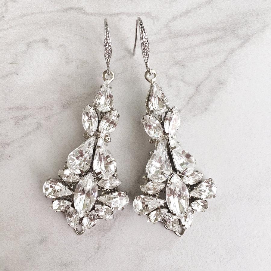 Wedding - Bridal jewelry - crystal wedding earrings - statement bridal earrings - wedding earrings - Swarovski crystal - chandeliers - Stella earrings