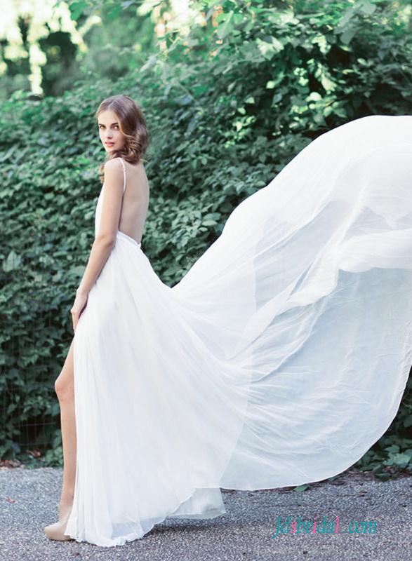 زفاف - sexy simple backless boho destination wedding dress