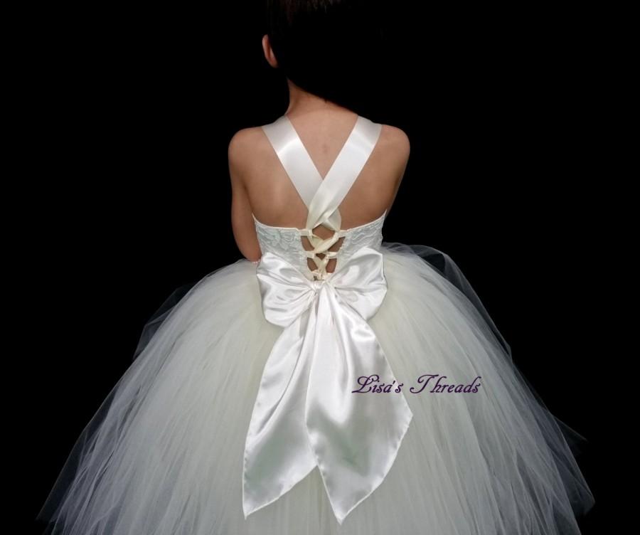 زفاف - White or Ivory corset flower girl dress/ Vintage flower girl lace tutu/ Junior bridesmaids dress/ Size 1T up to 12T (many colors available)