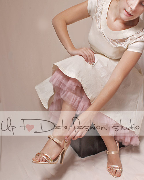 زفاف - Plus Size ivory   taffeta wedding  party / dress /  dress+tulle blush pink  petticoat