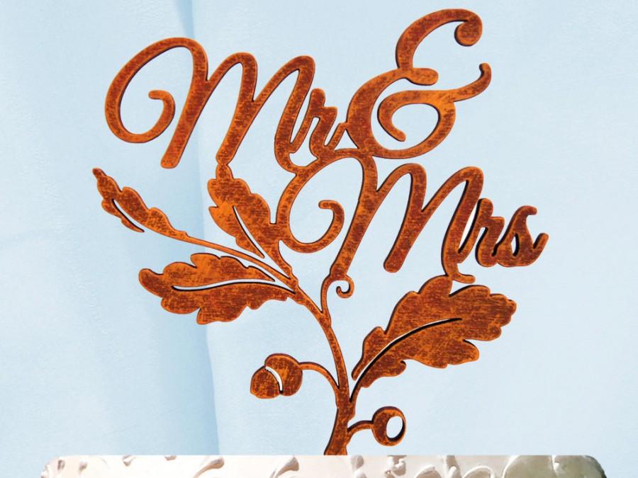 Hochzeit - Mr & Mrs Cake Topper, Wedding Cake Topper, Wedding decor, Fall Wedding, Autumn Wedding Cake Topper