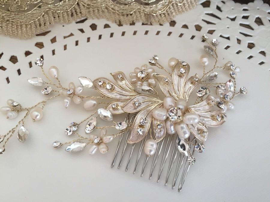 Свадьба - Bridal Hair comb with Fresh water pearls wedding hair comb,wedding Hair accesories,pearl Bridal Comb,Crystal wedding comb,bridal hair piece