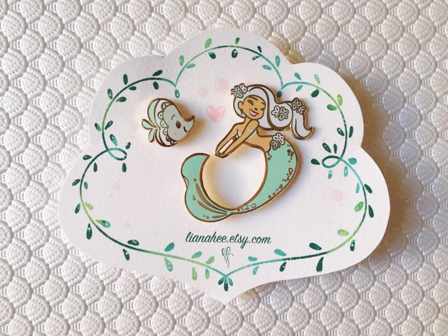 Свадьба - Mint Mini Mermie pin set