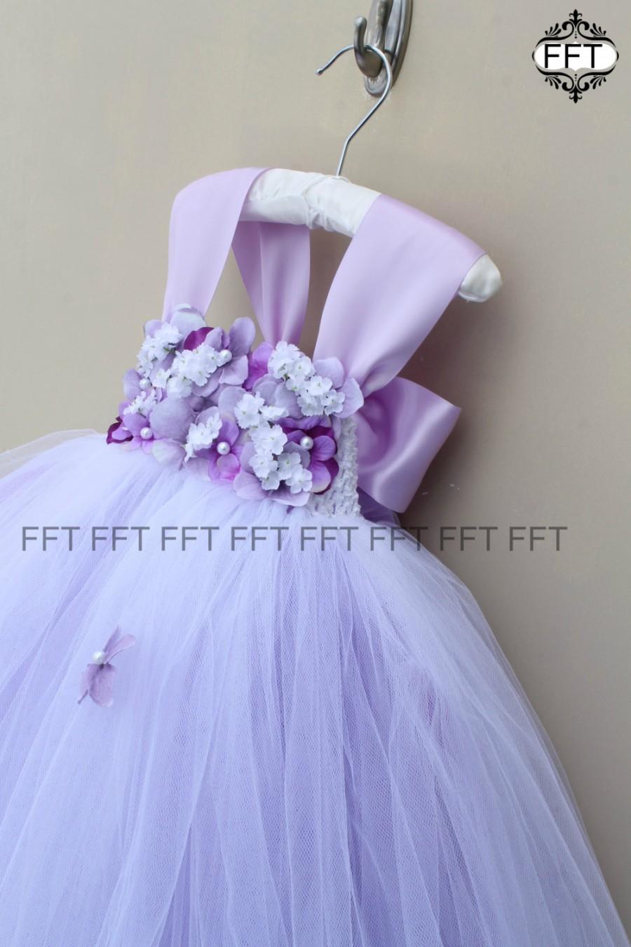 Hochzeit - Lavender Flower Girl Dress, Light Purple Tutu Dress With Cap Sleeves