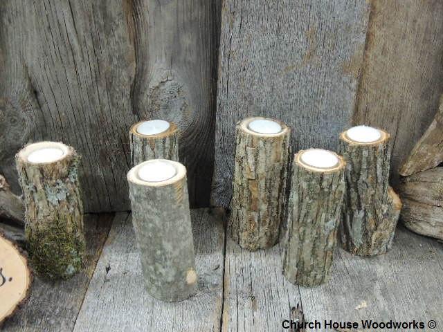 Hochzeit - 10 qty Tall Rustic Candle Holders, Tree Branch Candle Holders, Rustic Wedding Centerpieces, Wood Candle Centerpieces