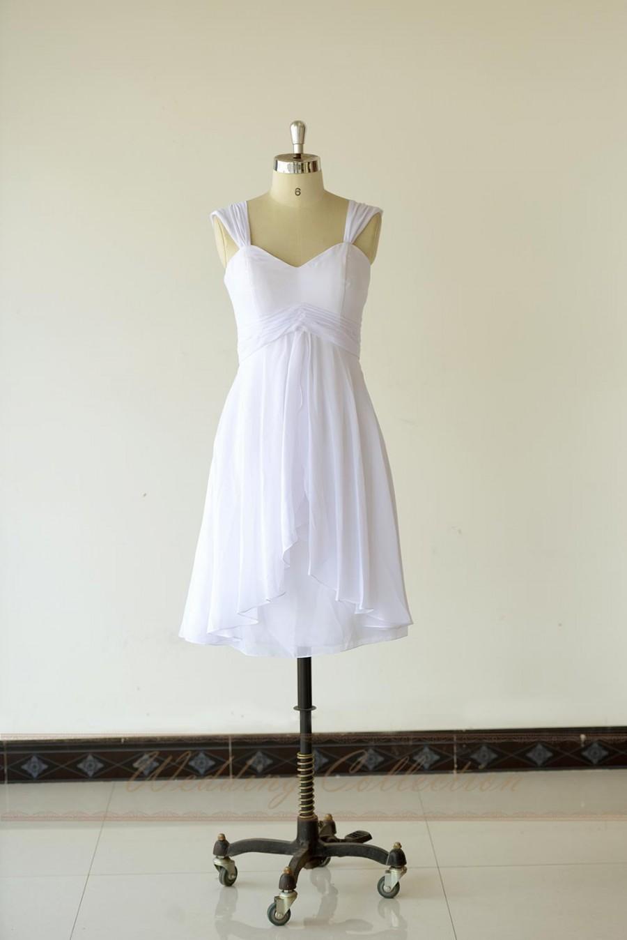 Mariage - White Chiffon Wedding Dresses Cap Sleeves,Simple Light Weight Destination/Beach/Garden Wedding Dress