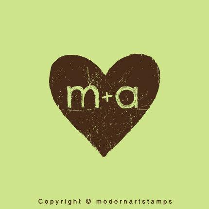 Wedding - Wedding Stamp   Custom Wedding Stamp   Custom Rubber Stamp   Custom Stamp   Personalized Stamp   Vintage Heart with Initials Stamp   C554