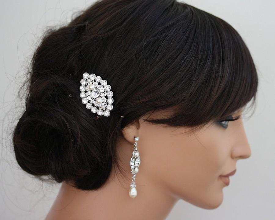 Wedding Hair Accessory, Small Hair Comb, Pearl And Crystal Filigree