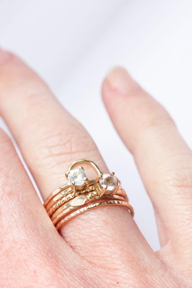 Mariage - Morganite 14k Gold Ring, engagement, yellow gold, alternative, bridal, stacking ring, blush pink, solitaire gemstone, wedding