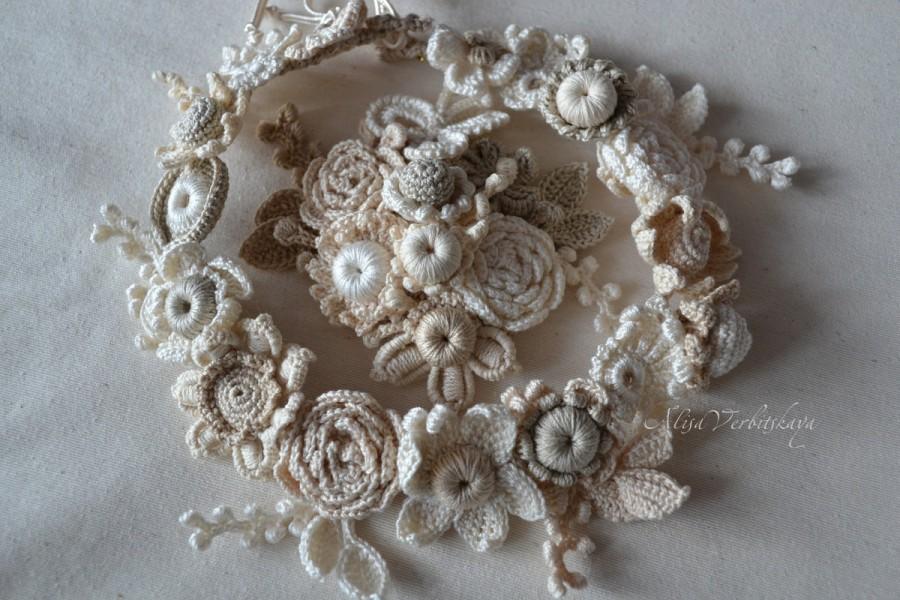 زفاف - Wreath hair. Brooch. Bracelet.  Wedding. hair pin, pin,buds wedding tiara crown. Irish crochet. Lace.handmade jewelry, handmade flowers,
