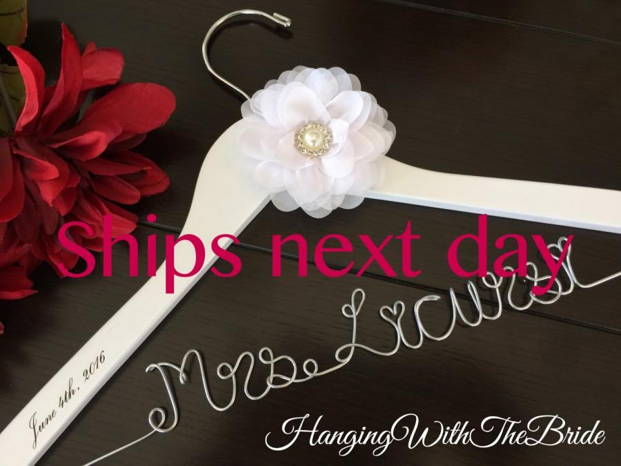 Wedding - RUSH ORDER, Wedding hanger, custom wire hanger, bridal hanger, bride gift, bridesmaids gift, custom made hanger