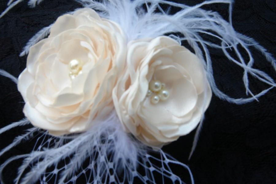 Wedding - Bridal Headpiece- Flower Brooch- Flower Fascinator- Wedding Hair Accessories- Pearl Ivory Flower Clip- Flower Hair Clip-Vintage Headpiece