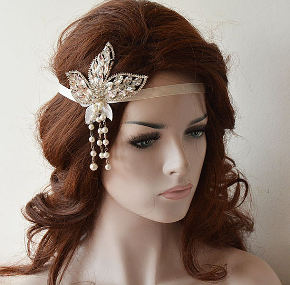 Hochzeit - 1920s headpiece, gatsby headpiece, Gatsby style headband, Bridal wedding hair accessories, wedding tiara, Hair Accessories