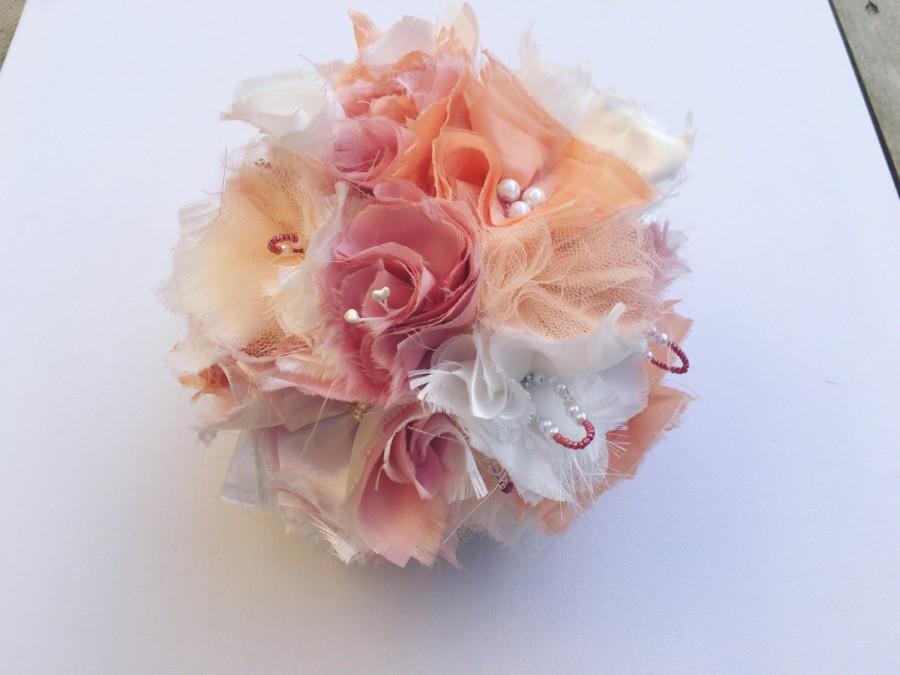 Mariage - Custom Made Shabby Vintage Flower Bouquet, bridal flowers, bridesmaid,
