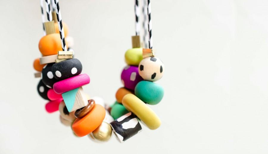 Mariage - Clay + Pattern Handpainted Necklaces, colorful and unique necklace, gift for her