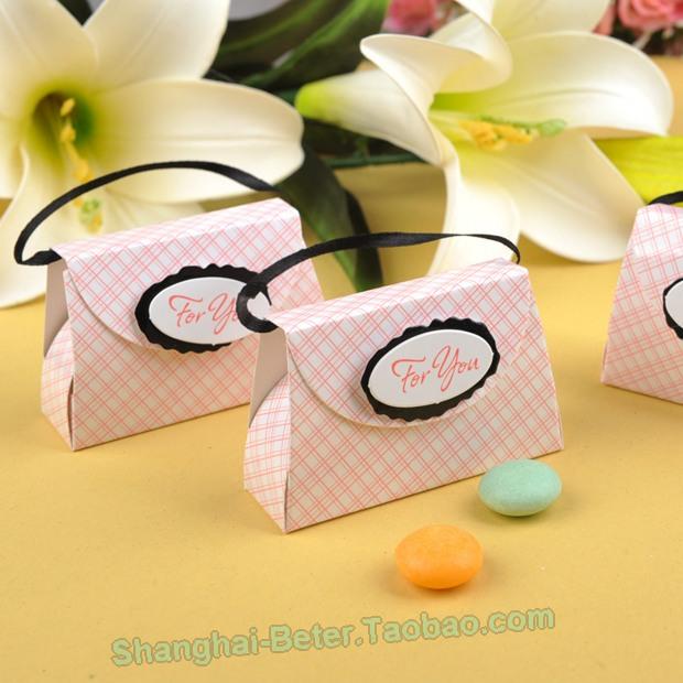 زفاف - Beter Gifts®Pink Hangbag Favor Box bridesmaids party holder TH011