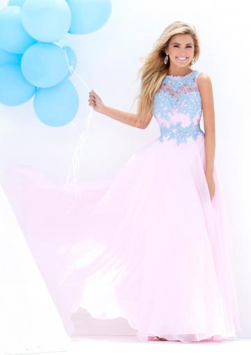 Свадьба - Open Back Pink Appliques Crystals Chiffon Tulle Floor Length