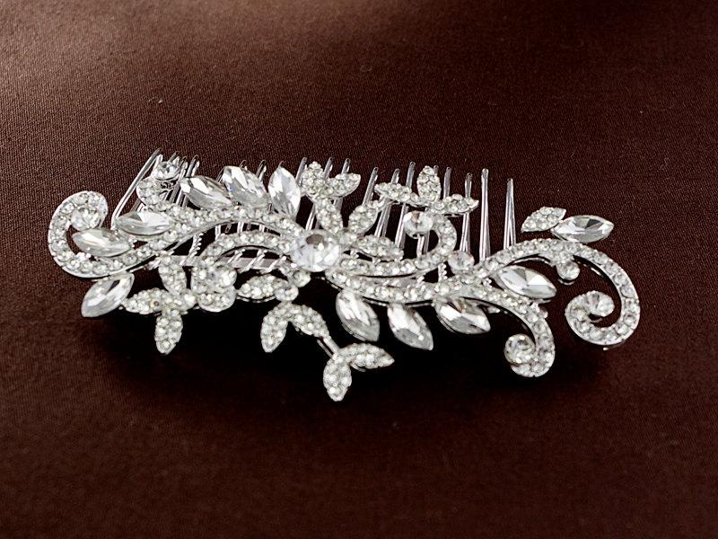 زفاف - Vine design headpiece, Bridal swirl  hair comb,Rhinestone bridal hair accessories, Vintage style hair jewelry