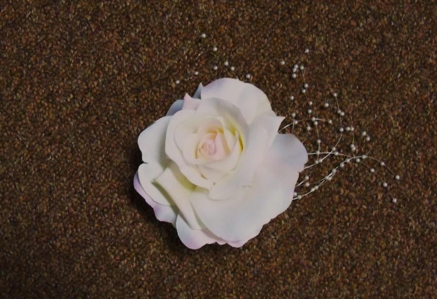 زفاف - Handmade Hair Accessory Pink Edged Rose Wedding Bride Bridal Holiday Special Occasion Gift
