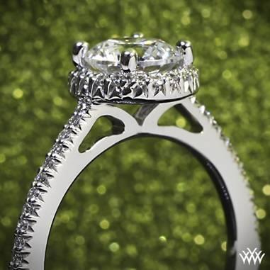 زفاف - 18k White Gold Ritani 1RZ3702 French-Set Halo Diamond Band Engagement Ring
