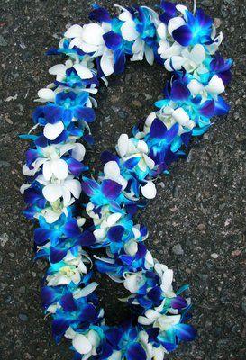 زفاف - Deluxe Blue & White Orchid Lei  