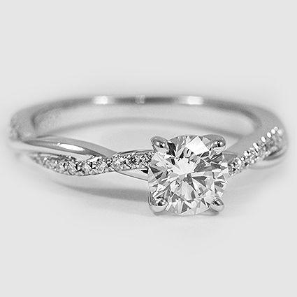 Wedding - 18K White Gold Petite Twisted Vine Diamond Ring