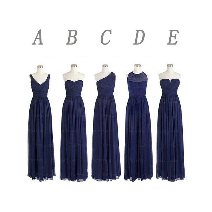 Hochzeit - Navy Blue Bridesmaid Dresses, Long Bridesmaid Dresses, Mismatched Bridesmaid Dresses, Cheap Bridesmaid Dresses, Simple Bridesmaid Dresses, PD15004 From Yesdresses